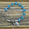 Aqua Crystal Rosary Bracelet