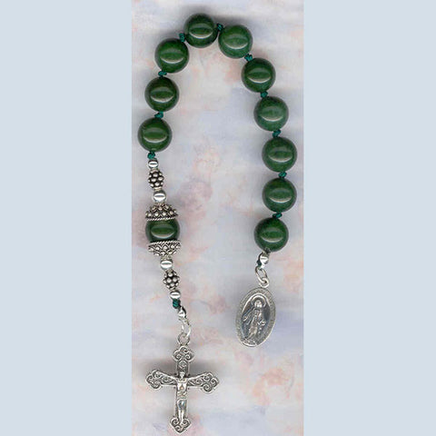 Rosario con coronilla de jade verde
