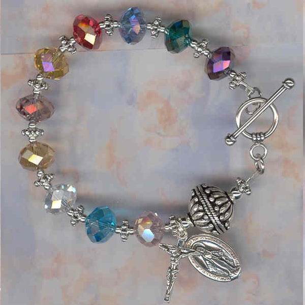 Pulsera rosario de cristal facetado multicolor de edición limitada
