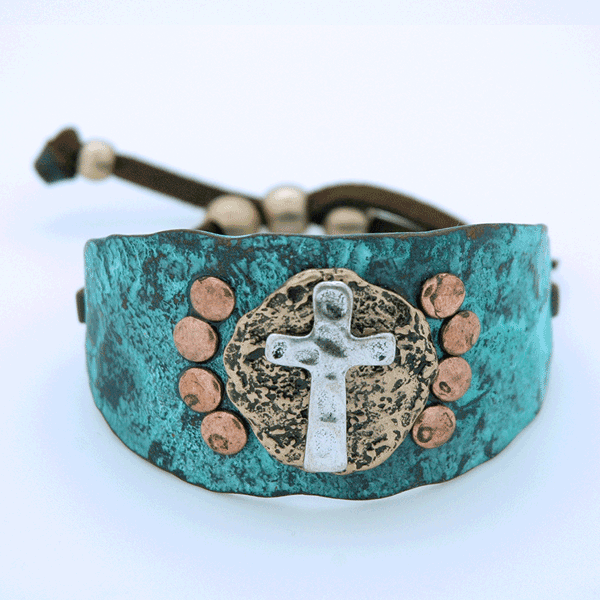 CLEARANCE - Mixed Metal Cross Bracelet